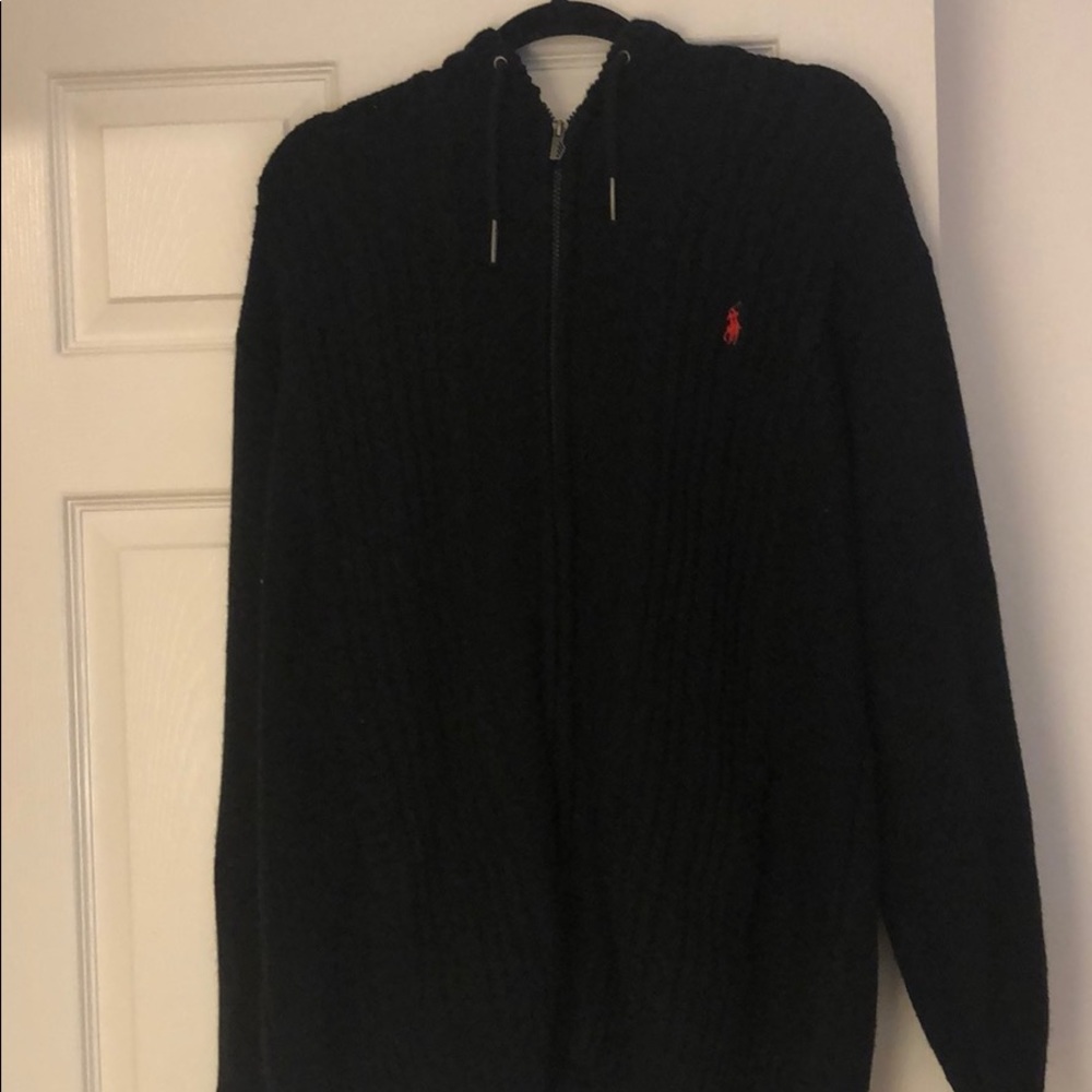 Men’s Polo zip up sweater with hoodie